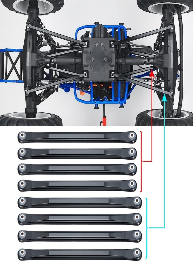 JGGZONE 8pcs Aluminum Alloy Chassis Linkage Rod Set Upper & Lower Suspension Links for 1/8 LOSI LMT RC Crawler Car Pull Rod Link Linkage Tie Rod Kit Upgrade Parts Accessories - Image 3